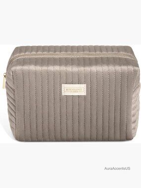 Plush Velvet Large Cosmetic Bag - Travel Makeup Pouch